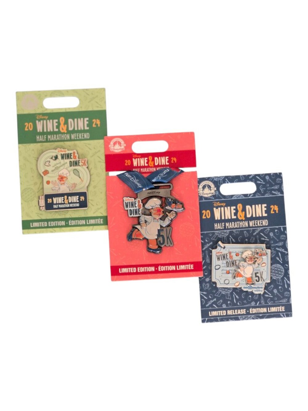 Disney runDisney Wine & Dine 2024 Disney Pin Set 5K NEW WITH TAGS Sealed